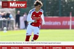 神童道曼獲阿森納通知：15歲球員將升入一線隊(duì)