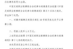 贛州瑞獅耿志慶踢人被停賽3場罰款1.5萬元