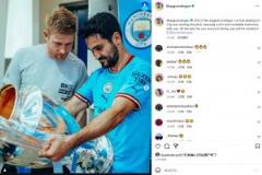 京多安分享與德布勞內合照：在曼城最大的榮幸之一就是與你共事