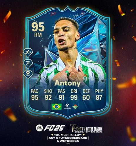 圓神啟動(dòng)！99盤帶安東尼榮膺FC25西甲賽季最佳陣容提名
