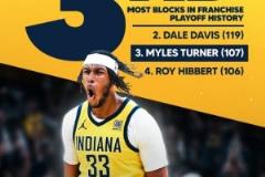 特納季后賽蓋帽數(shù)突破希伯特 登頂步行者隊史第三位