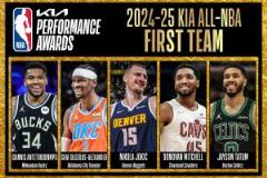 最佳陣容一陣：亞歷山大、約基奇、字母哥、塔圖姆、米切爾