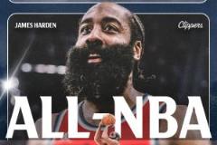 哈登生涯8次最佳陣容：6次一陣、2次三陣！