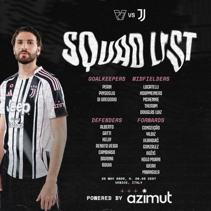 尤文圖斯客戰(zhàn)威尼斯首發(fā)名單：庫普回歸，圖拉姆與薩沃納解禁復(fù)出