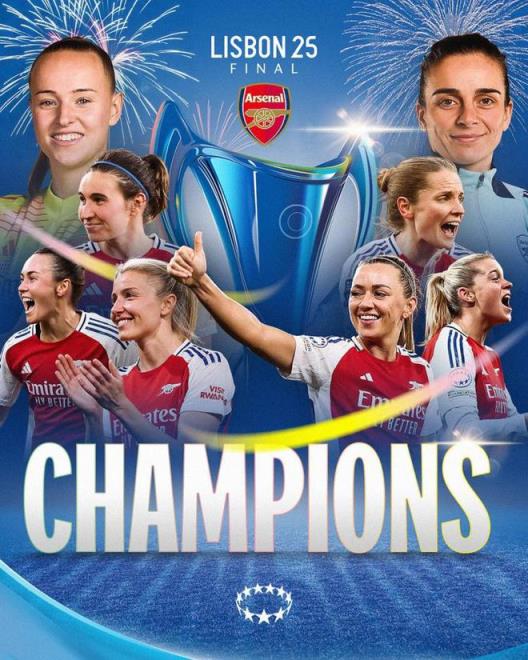 斯萊格斯執(zhí)掌阿森納女足18年后再奪歐冠，昔日青訓(xùn)營成員今成冠軍教頭