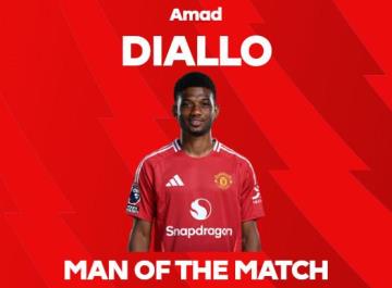 阿馬德-迪亞洛當(dāng)選曼聯(lián)對陣維拉全場最佳