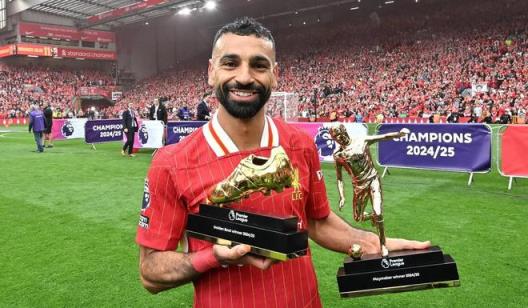 薩拉赫成英超歷史首位包攬金靴獎(jiǎng)、助攻王和賽季MVP的球員