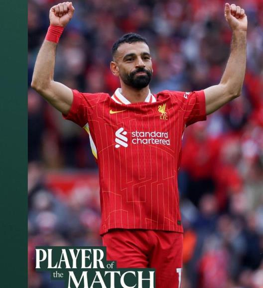 薩拉赫本賽季第14次榮膺利物浦隊內(nèi)全場最佳球員