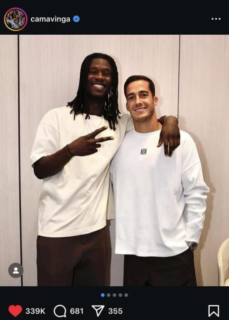 卡馬文加發(fā)文致敬巴斯克斯：你一直是榜樣，祝未來一切順利