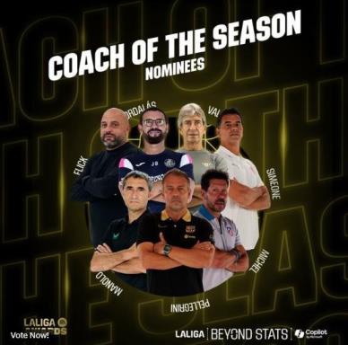 本賽季西甲最佳主帥候選：弗里克、西蒙尼領(lǐng)銜，巴爾韋德也在列